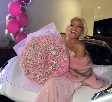 Bonang Matheba shows off her new Porsche at 37th birthday celebration