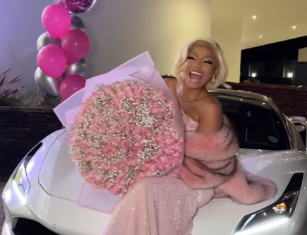 Bonang Matheba shows off her new Porsche at 37th birthday celebration