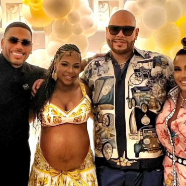 Nelly throws Ashanti surprise baby shower at the Dolce & Gabbana store