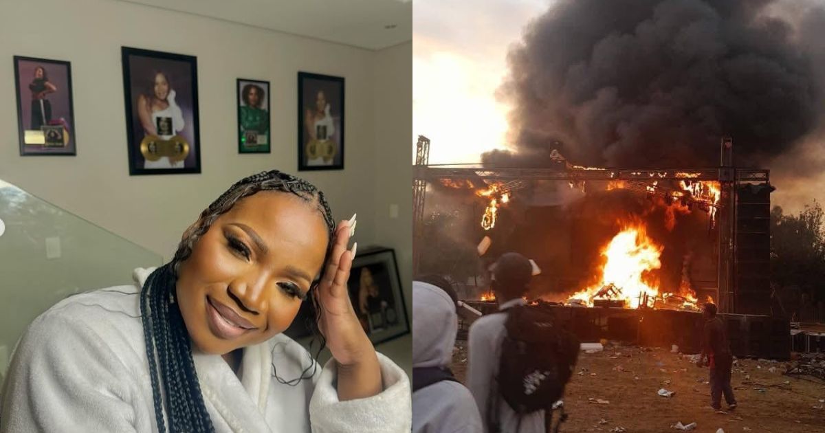 Makhadzi reacts after North West fans burn stage for no-show